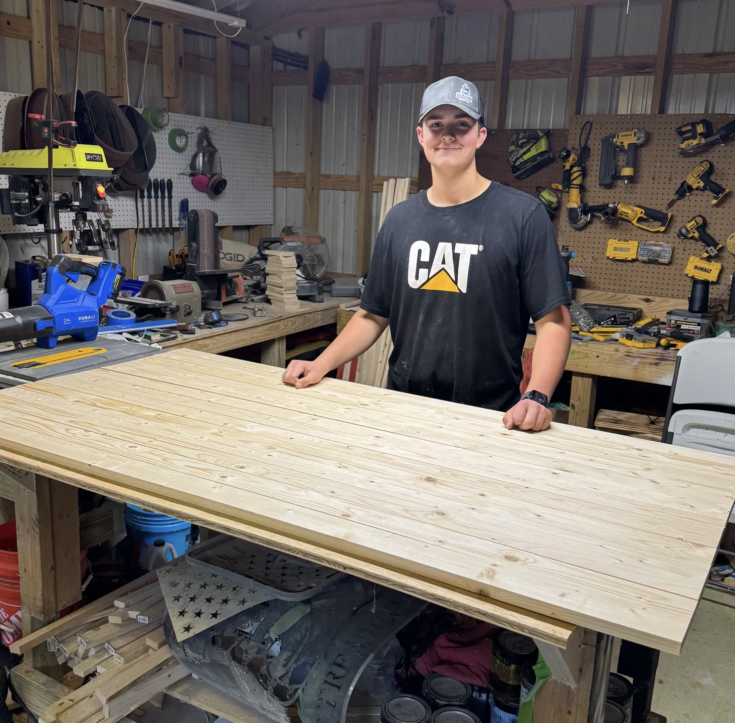 Zack Firestone working in the woodshop